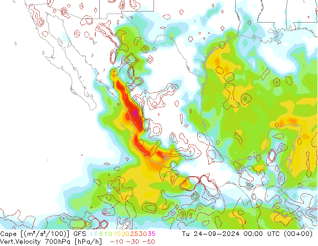 Cape GFS wto. 24.09.2024 00 UTC