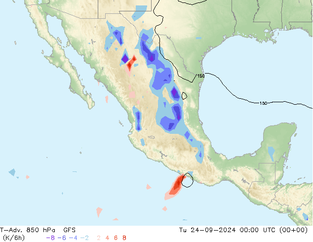 T-Adv. 850 hPa GFS Ter 24.09.2024 00 UTC