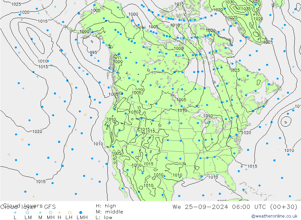 Cloud layer GFS We 25.09.2024 06 UTC