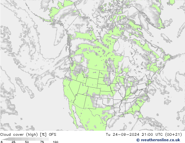 Bewolking (Hoog) GFS di 24.09.2024 21 UTC