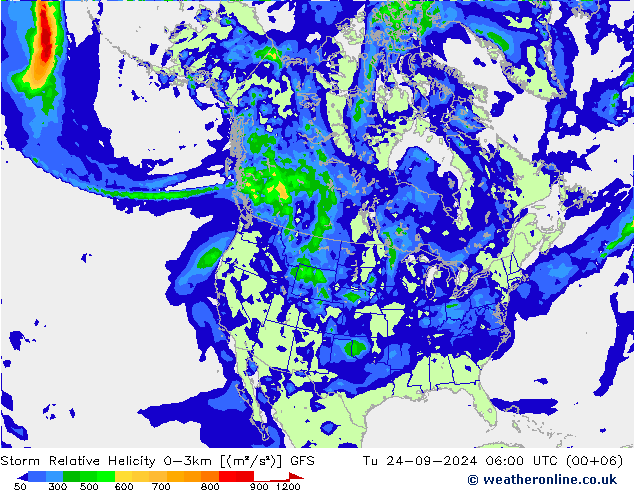 Storm Relative Helicity GFS mar 24.09.2024 06 UTC