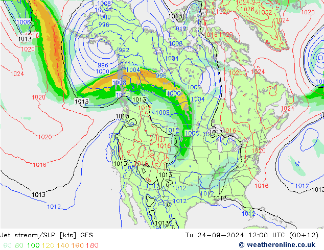 Corriente en chorro GFS mar 24.09.2024 12 UTC