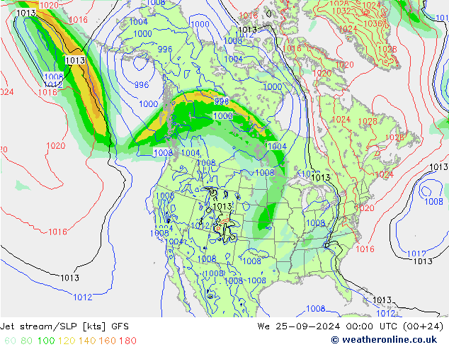 Jet stream/SLP GFS St 25.09.2024 00 UTC