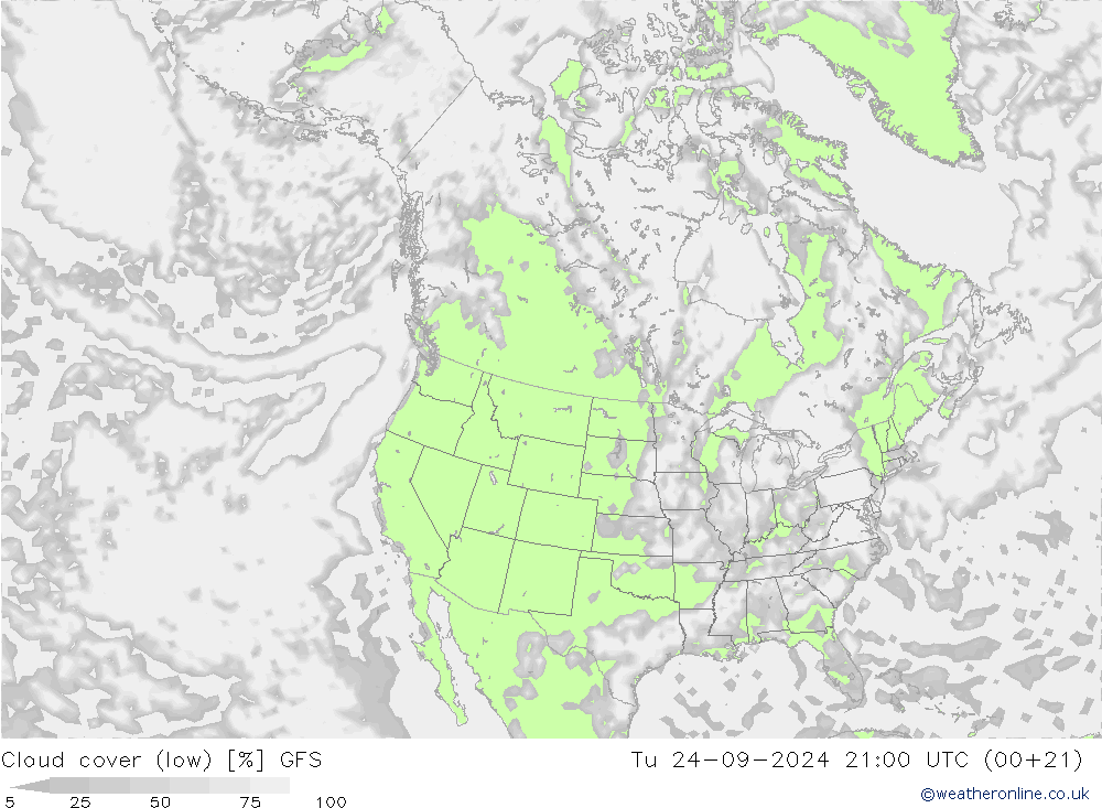 Nuages (bas) GFS mar 24.09.2024 21 UTC