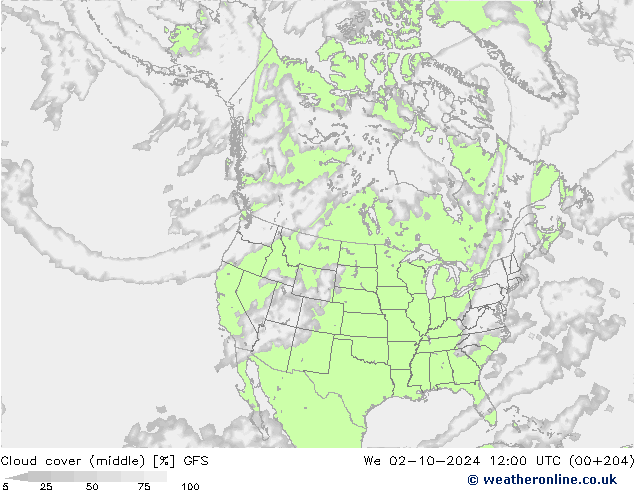 nuvens (médio) GFS Qua 02.10.2024 12 UTC