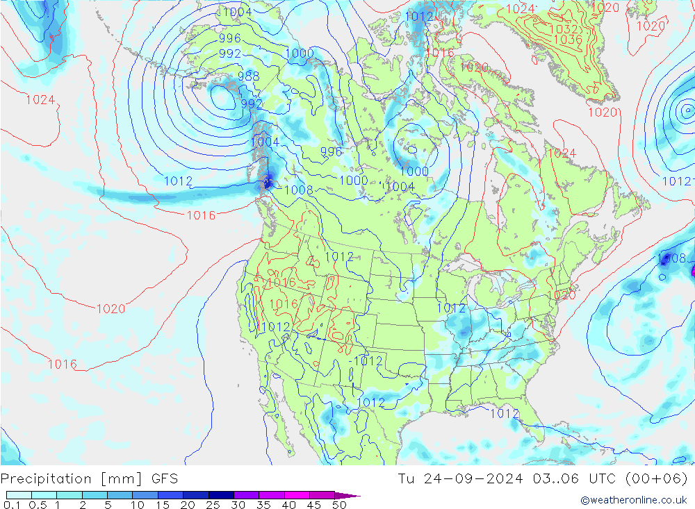 Precipitation GFS Tu 24.09.2024 06 UTC