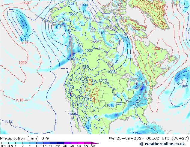 Precipitation GFS We 25.09.2024 03 UTC