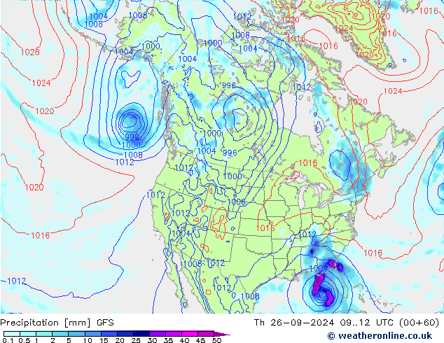 Precipitazione GFS gio 26.09.2024 12 UTC