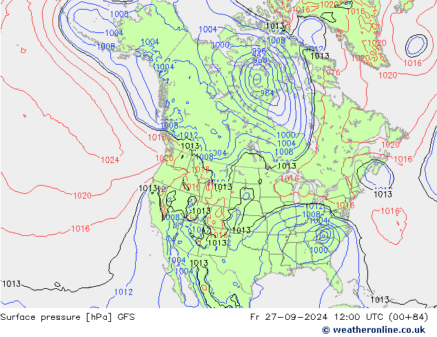 Bodendruck GFS Fr 27.09.2024 12 UTC