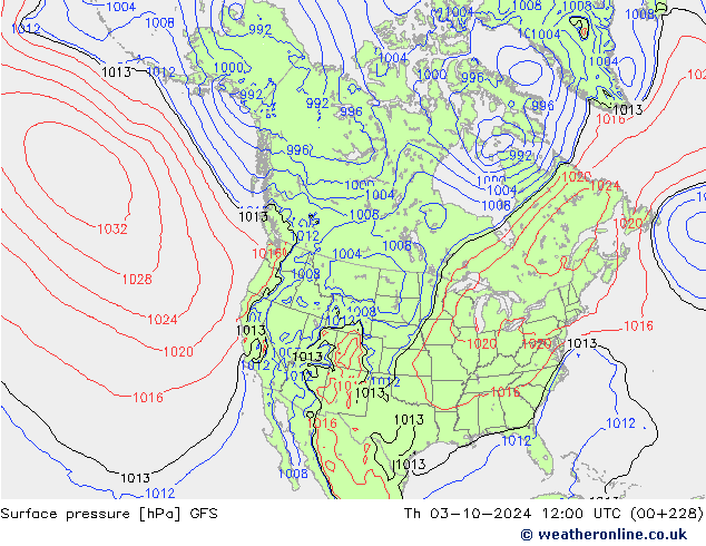 Surface pressure GFS Th 03.10.2024 12 UTC