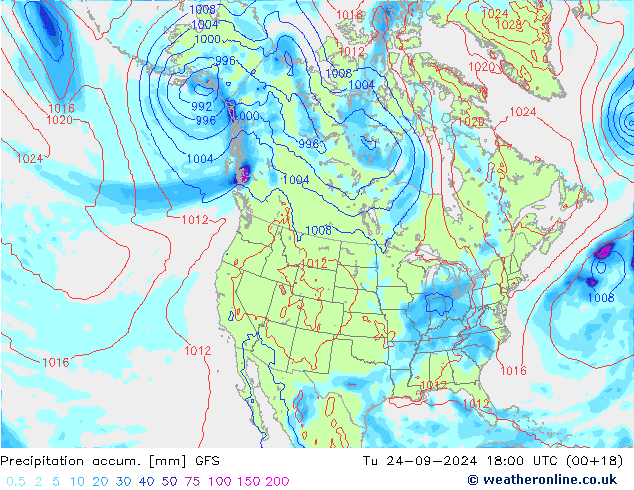 Precipitation accum. GFS Ter 24.09.2024 18 UTC