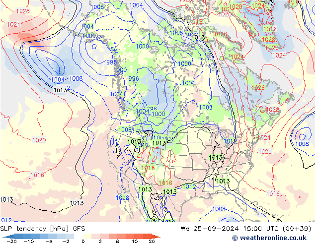 SLP tendency GFS We 25.09.2024 15 UTC