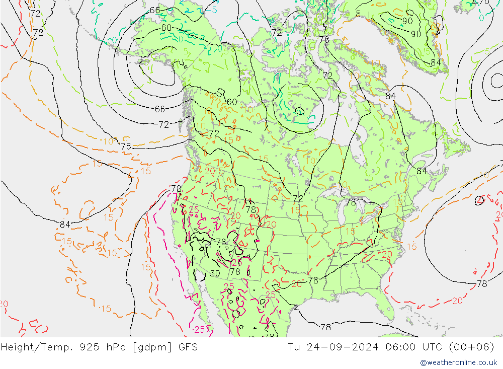 Height/Temp. 925 hPa GFS  2024