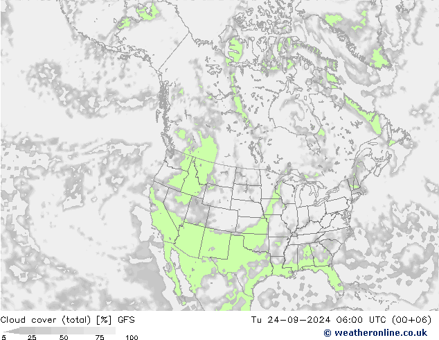 Wolken (gesamt) GFS Di 24.09.2024 06 UTC