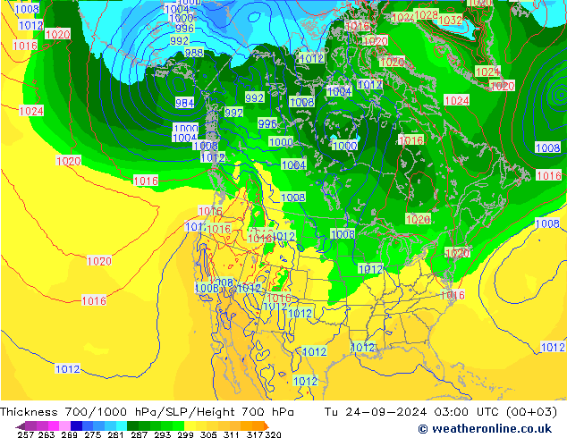 Thck 700-1000 hPa GFS mar 24.09.2024 03 UTC