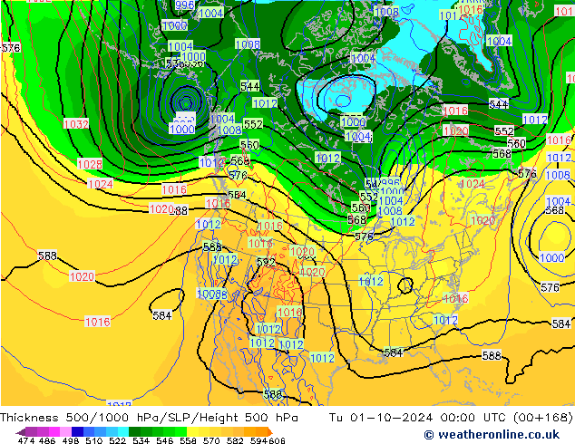 Thck 500-1000hPa GFS mar 01.10.2024 00 UTC