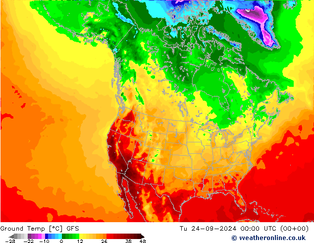 Ground Temp GFS Tu 24.09.2024 00 UTC