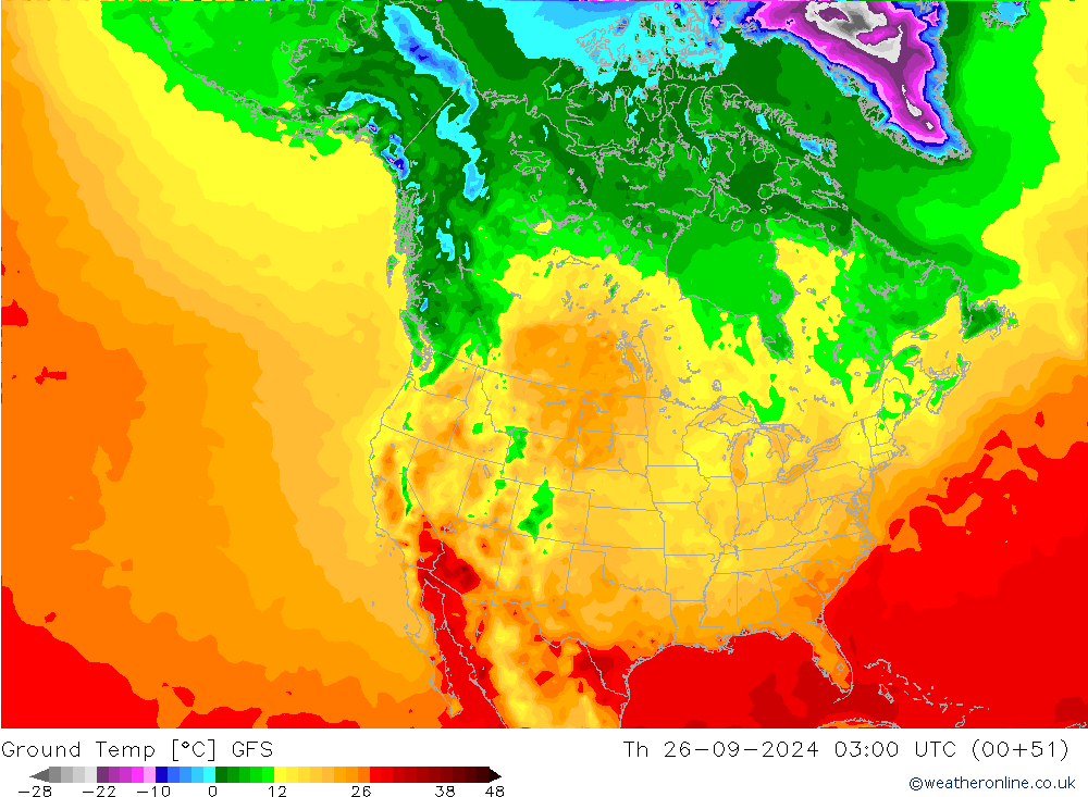 Topraküstü en düşük Sıc. GFS Per 26.09.2024 03 UTC