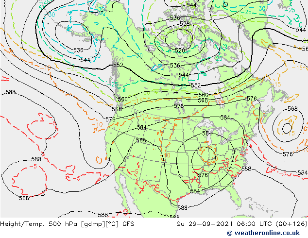 Z500/Yağmur (+YB)/Z850 GFS Paz 29.09.2024 06 UTC