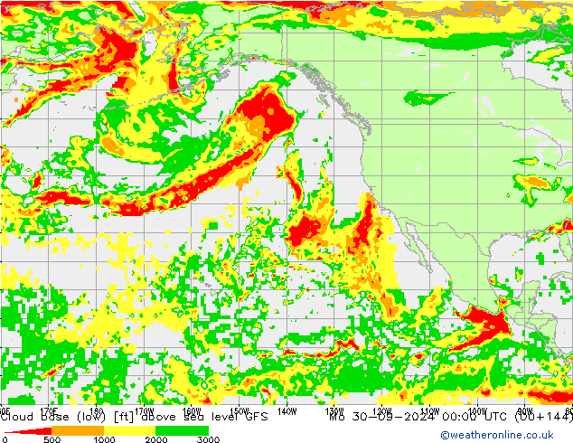 Cloud base (low) GFS Mo 30.09.2024 00 UTC