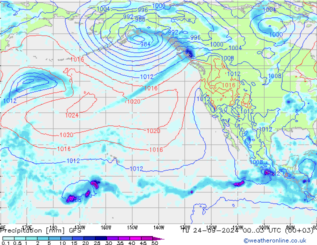 Precipitation GFS Tu 24.09.2024 03 UTC