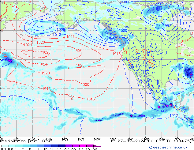 Neerslag GFS vr 27.09.2024 03 UTC