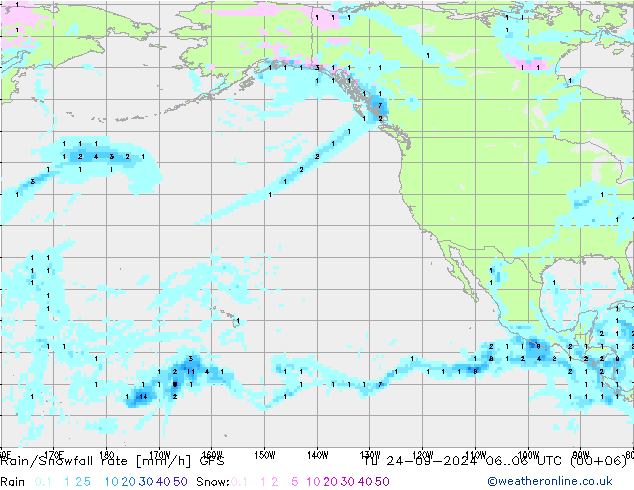 Rain/Snowfall rate GFS Ter 24.09.2024 06 UTC