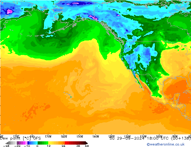 Point de rosée GFS dim 29.09.2024 18 UTC