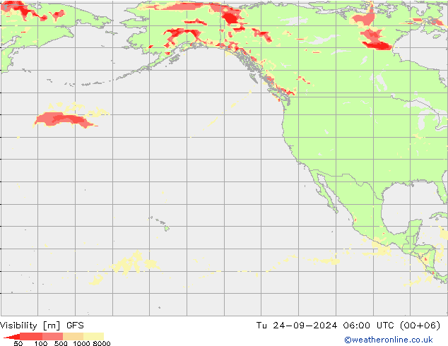 Visibility GFS Tu 24.09.2024 06 UTC