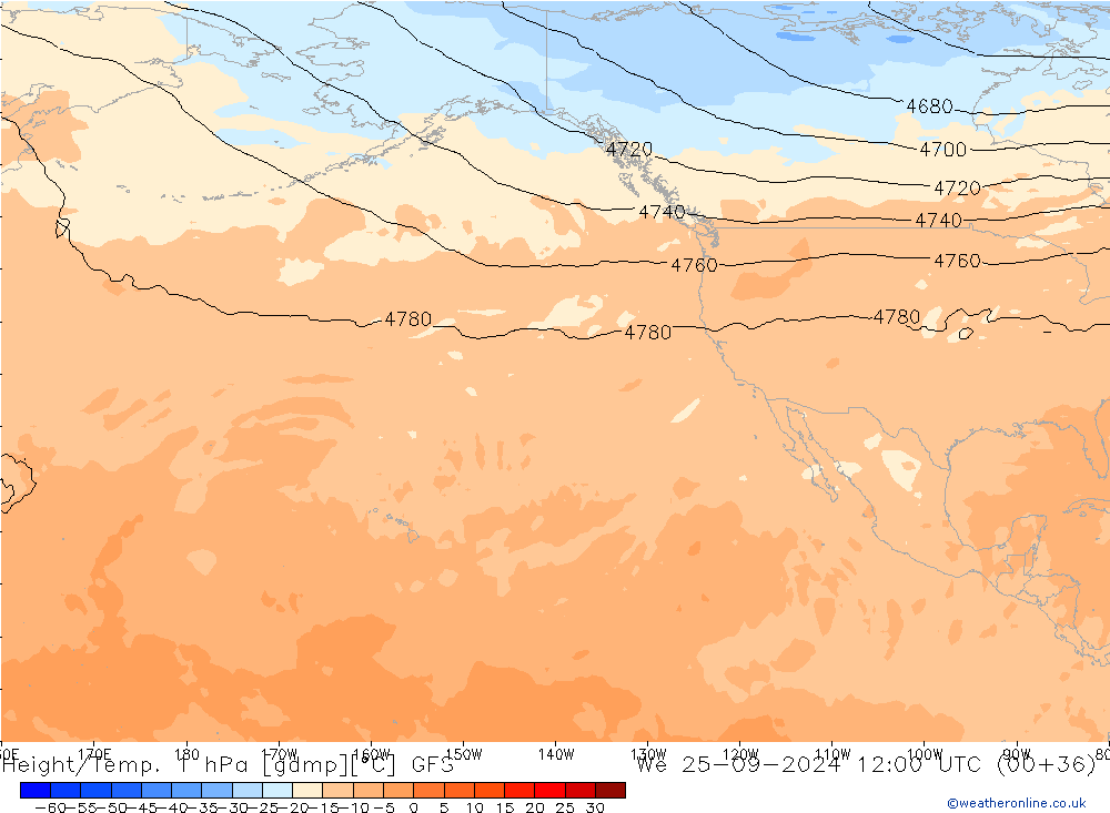 Height/Temp. 1 hPa GFS  25.09.2024 12 UTC