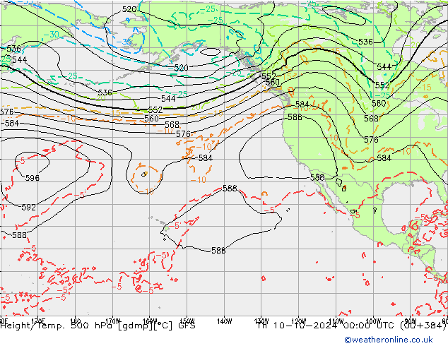 Height/Temp. 500 hPa GFS Th 10.10.2024 00 UTC