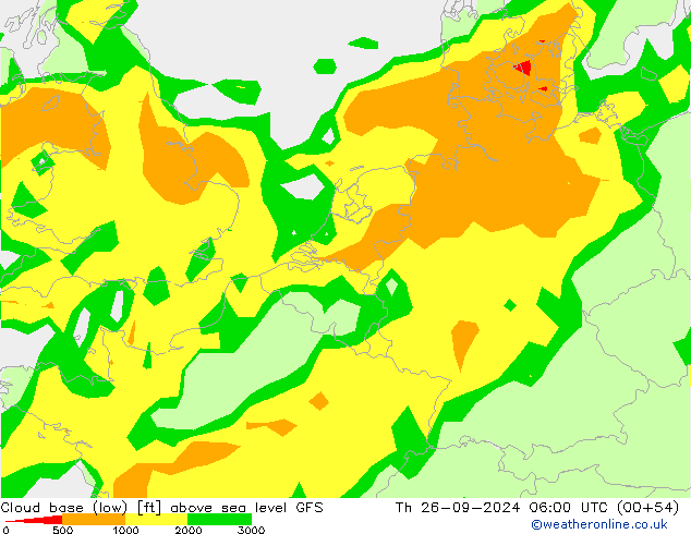 Cloud base (low) GFS Th 26.09.2024 06 UTC