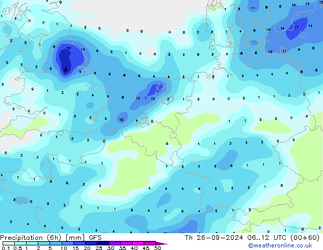 Z500/Rain (+SLP)/Z850 GFS Th 26.09.2024 12 UTC