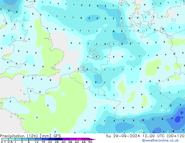 Precipitation (12h) GFS Ne 29.09.2024 00 UTC