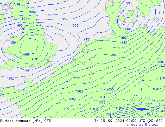 pression de l'air GFS jeu 26.09.2024 09 UTC