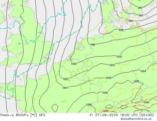 Theta-e 850hPa GFS Září 2024