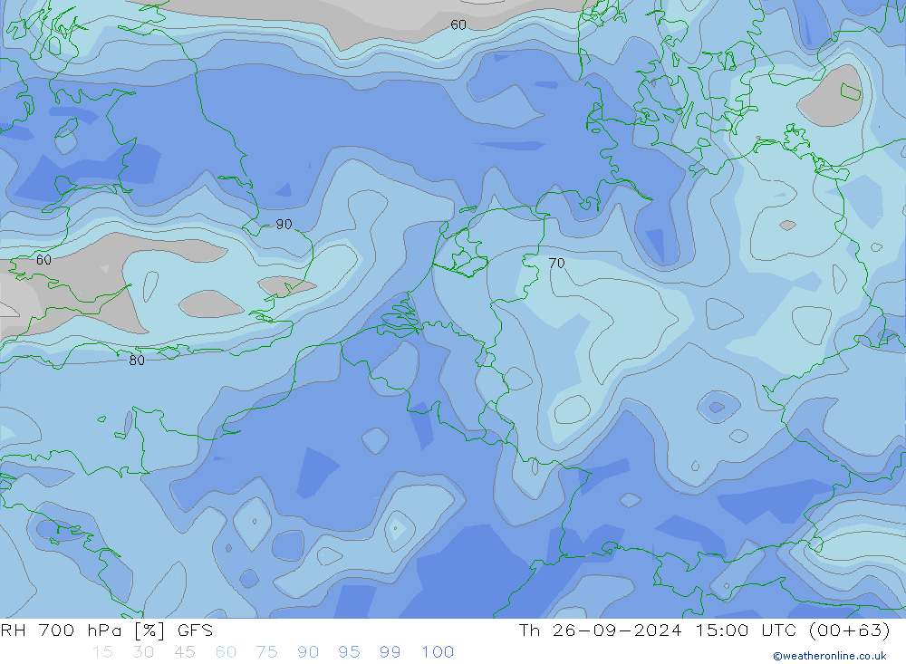 RH 700 hPa GFS Th 26.09.2024 15 UTC