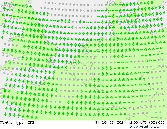 Type de précipitation GFS jeu 26.09.2024 12 UTC