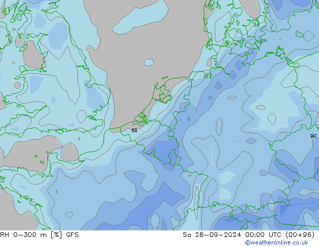 Humidité rel. 0-300 m GFS sam 28.09.2024 00 UTC