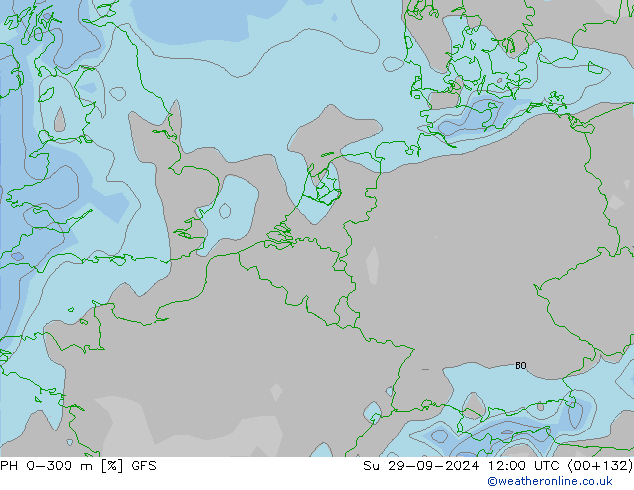 RH 0-300 m GFS dom 29.09.2024 12 UTC