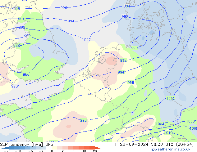 SLP tendency GFS Th 26.09.2024 06 UTC