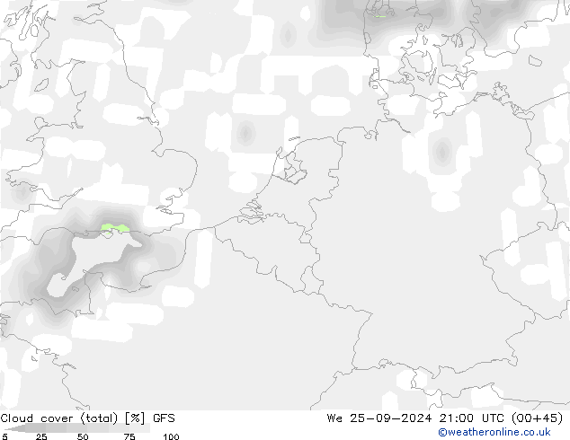 Wolken (gesamt) GFS Mi 25.09.2024 21 UTC