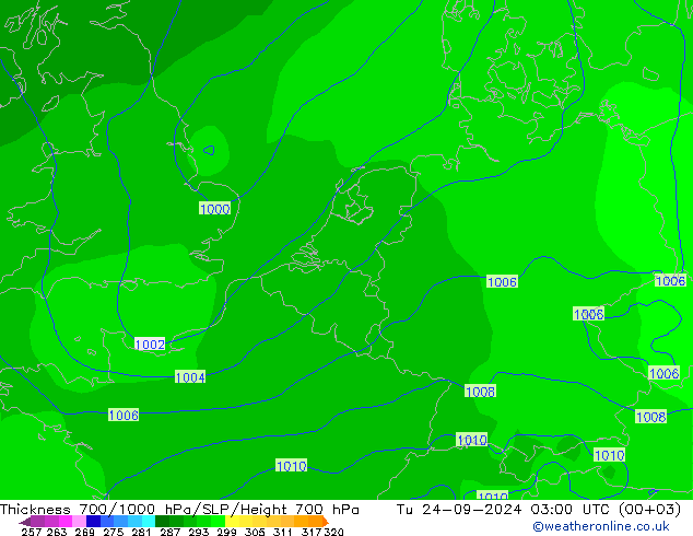 Thck 700-1000 hPa GFS  24.09.2024 03 UTC