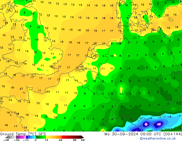 Bodentemperatur GFS Mo 30.09.2024 00 UTC