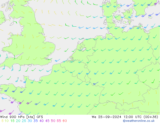 Wind 900 hPa GFS St 25.09.2024 12 UTC