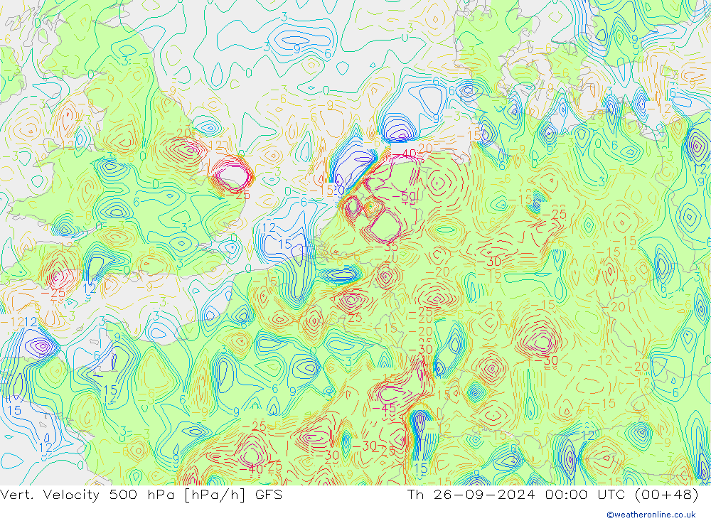 Vert. Velocity 500 hPa GFS Qui 26.09.2024 00 UTC