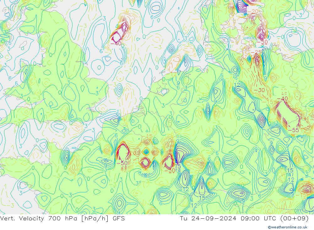 Vert. Velocity 700 hPa GFS Tu 24.09.2024 09 UTC