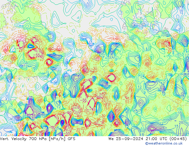 Vert. Velocity 700 hPa GFS mer 25.09.2024 21 UTC