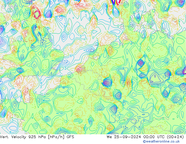 Vert. Velocity 925 гПа GFS ср 25.09.2024 00 UTC