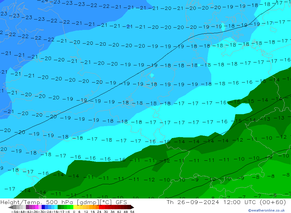 Z500/Rain (+SLP)/Z850 GFS Th 26.09.2024 12 UTC